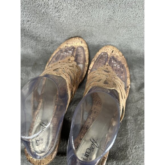 Eurosoft by Sofft Women's Cork Slip-On Heels Sandals Tan Size 9 Tan Gold Comfy - Picture 5 of 10